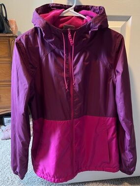 Columbia Fleece Lined Windbreaker Jacket Pink/Purple Small